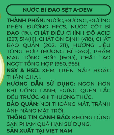 Nước Bí Đao Sệt A-Dew Chai 450ml
