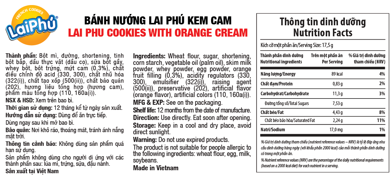 Bánh Nướng Lai Phú Kem Cam 1,015Kg