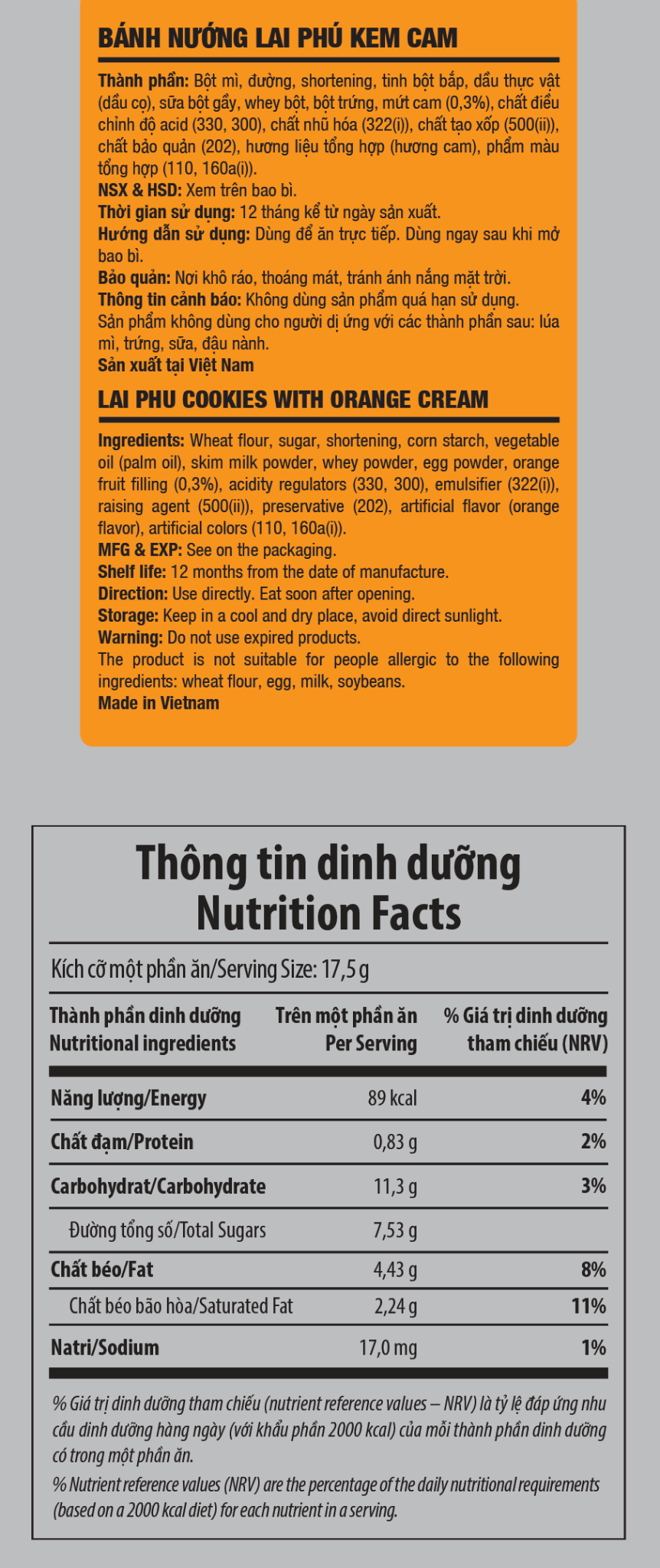 Bánh Nướng Lai Phú Kem Cam 350G