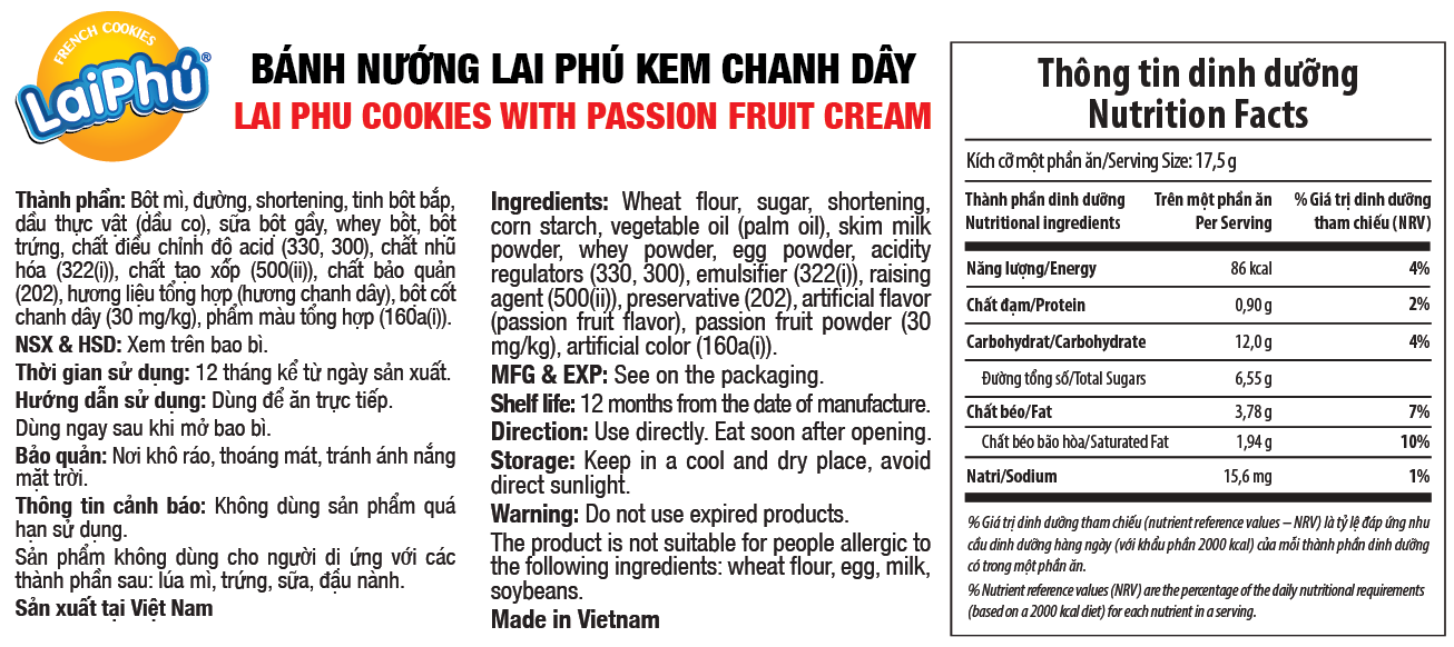 Bánh Nướng Lai Phú Kem Chanh Dây 1,015kg