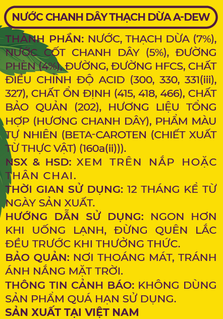 Nước Chanh Dây Thạch Dừa A-dew 450ml