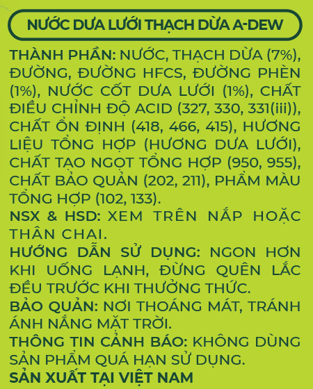 Nước Dưa Lưới Thạch Dừa A-Dew Chai 450ml