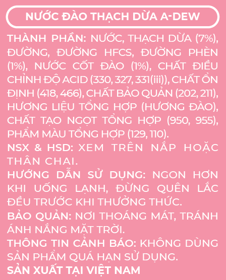 Nước Đào Thạch Dừa A-Dew 450ml