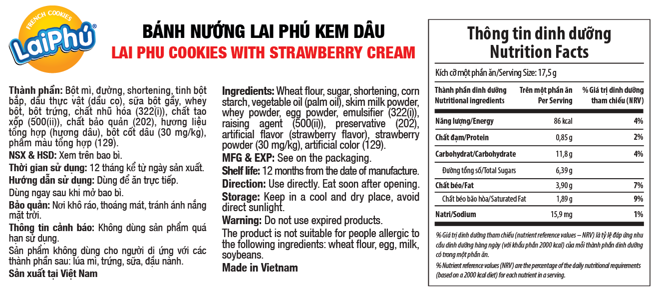 Bánh Nướng Lai Phú Kem Dâu 1,015kg