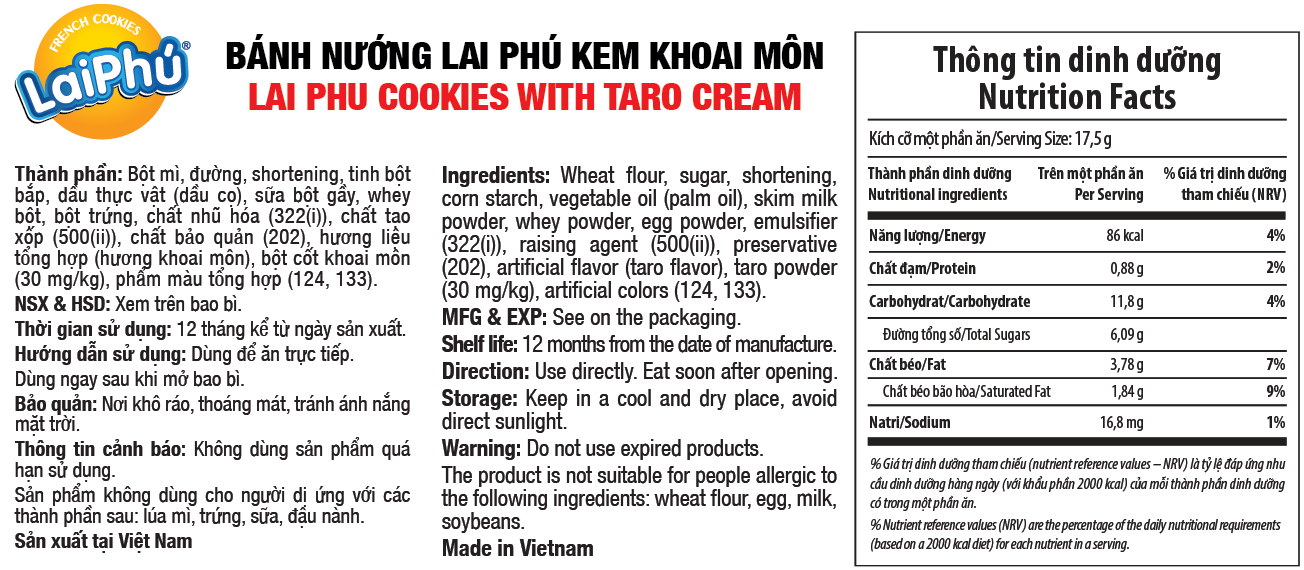 Bánh Nướng Lai Phú Kem Khoai Môn 1,015kg