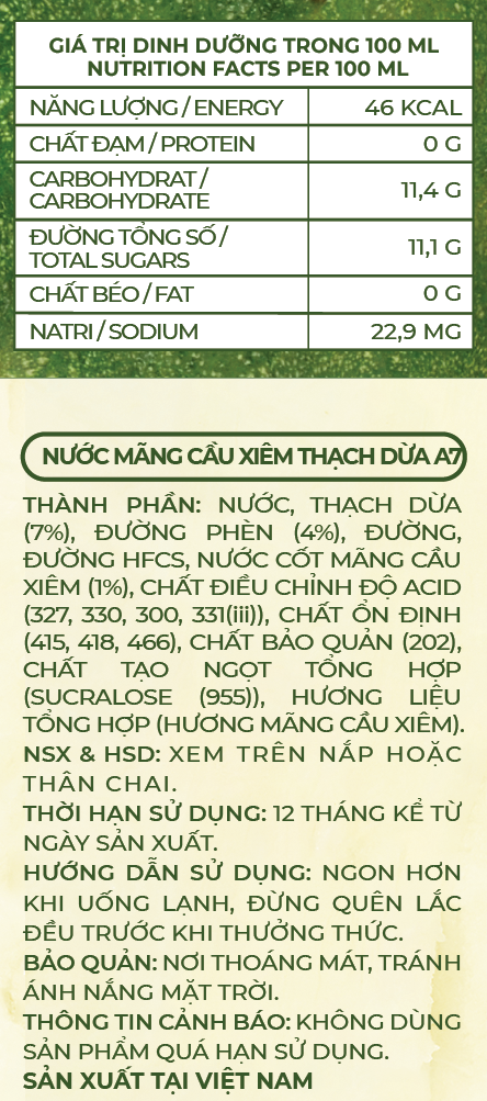 Nước Mãng Cầu Xiêm Thạch Dừa A7 450ml