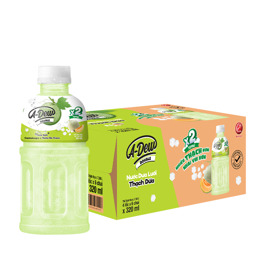 Nước Dưa Lưới Thạch Dừa A-Dew Double Chai 320ml