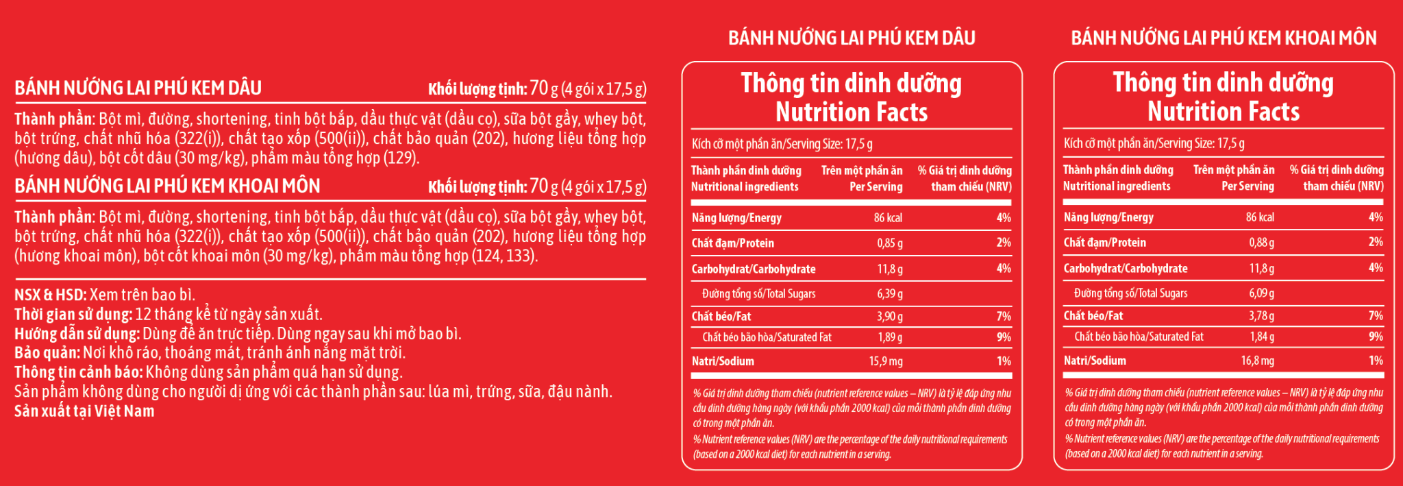 Bánh Nướng Lai Phú Kem Trái Cây Tổng Hợp 280G