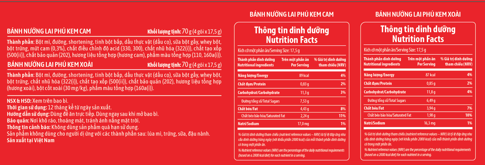 Bánh Nướng Lai Phú Kem Trái Cây Tổng Hợp 280G