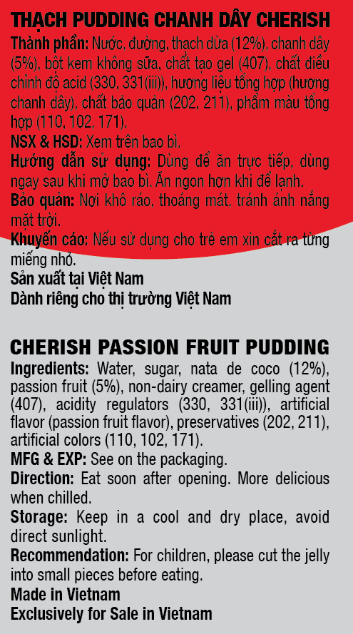 Thạch Pudding Cherish Vị Chanh Dây 850.5G