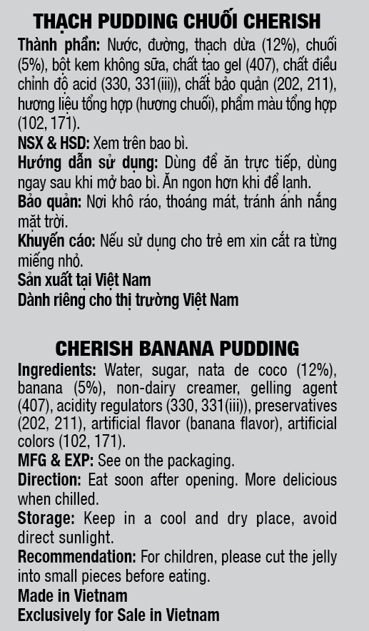 Thạch Pudding Cherish Vị Chuối 850,5G