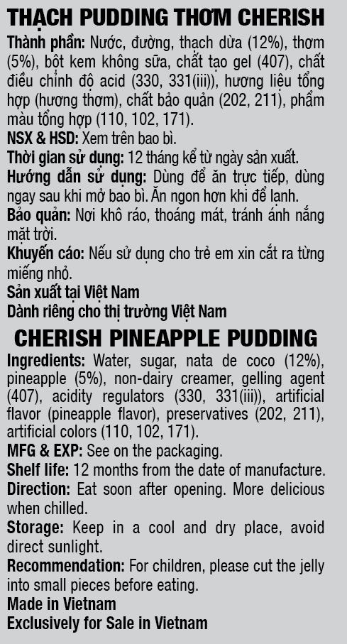 Thạch Pudding Cherish Vị Thơm 850.5G
