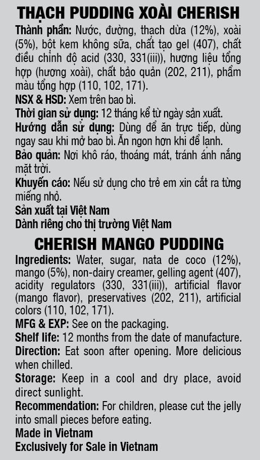 Thạch Pudding Cherish Vị Xoài 405G