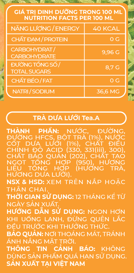 Trà Dưa Lưới Tea.A Chai 450ml