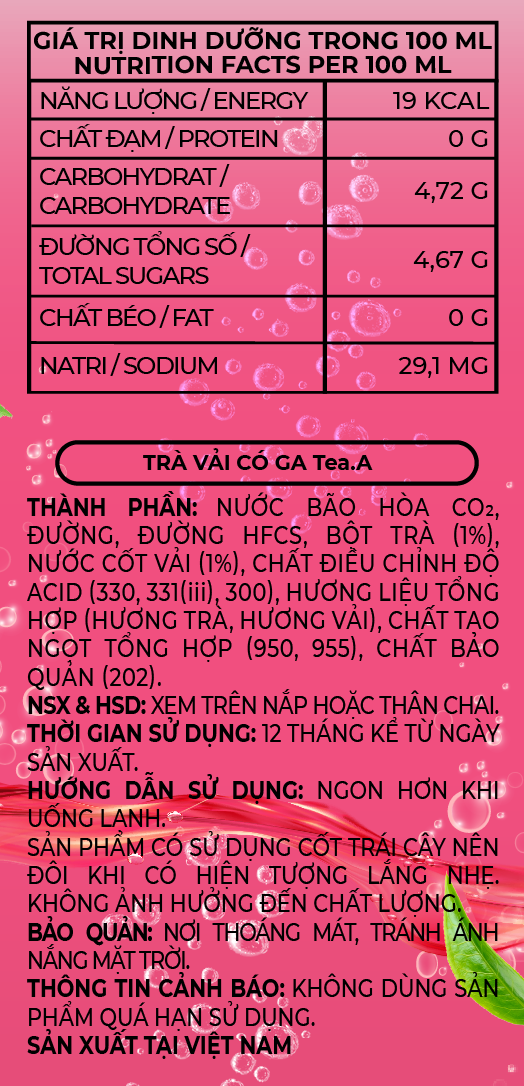 Trà Vải Có Ga Tea.A Sparkling Chai 390ml