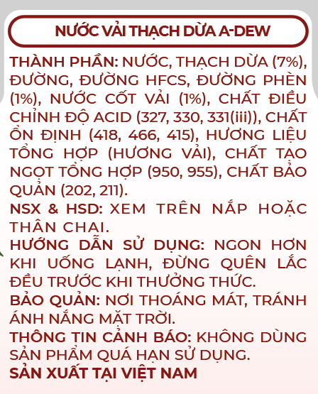 Nước Vải Thạch Dừa A-Dew Chai 450ml