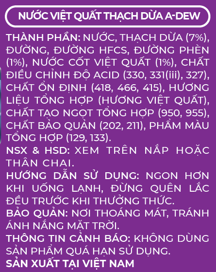 Nước Việt Quất Thạch Dừa A-Dew Chai 450ml