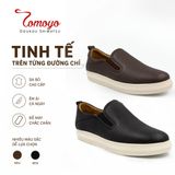  Giày Sneaker Slip-On TOMOYO – Nâu Đế Trắng - Đi Làm – Đi Chơi TMN51102 - Da 2 lớp 