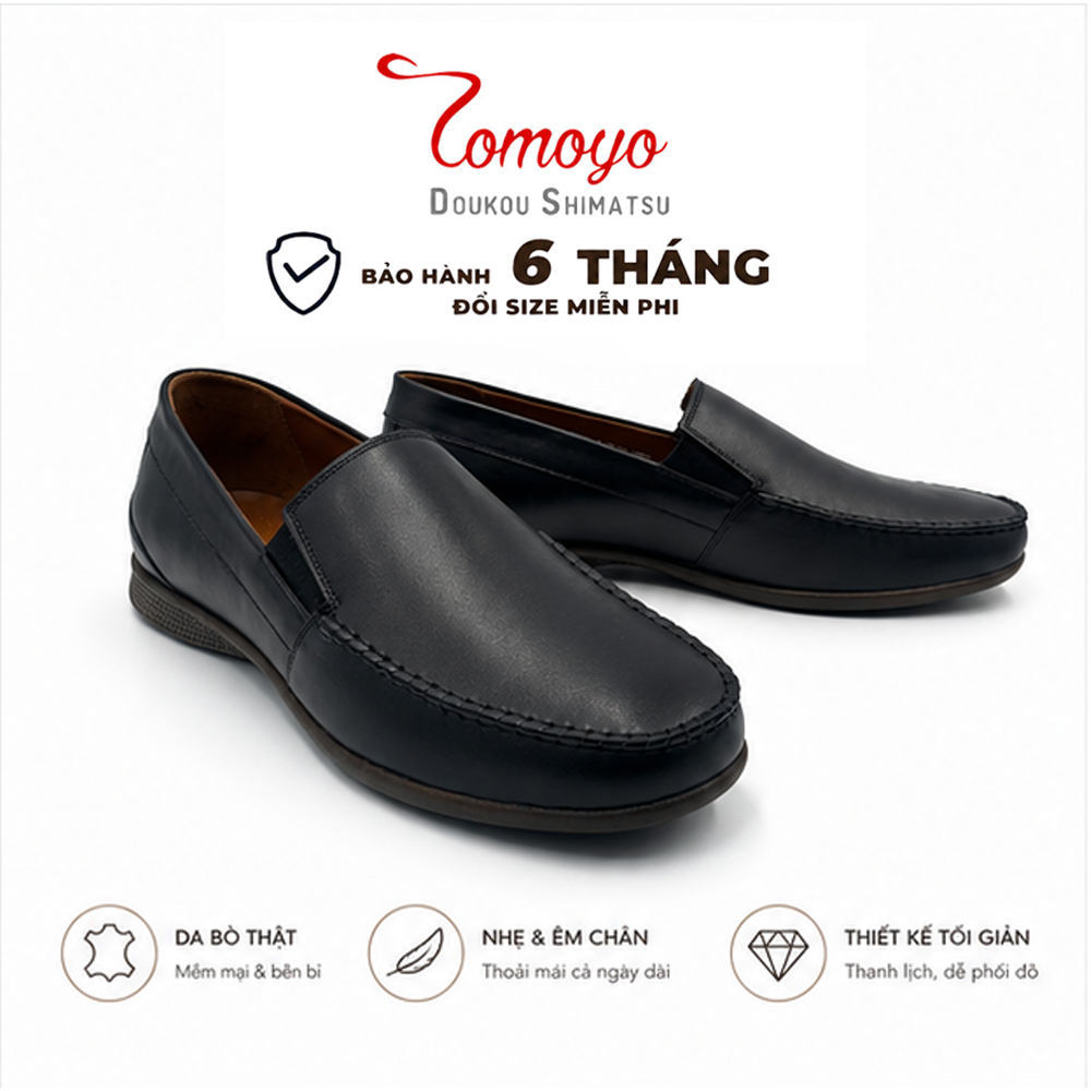  Giày Lười Nam Da Bò TOMOYO - TMN51401 - Đen - Giày Nam Cao Cấp 
