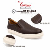  Giày Sneaker Slip-On TOMOYO – Nâu Đế Trắng - Đi Làm – Đi Chơi TMN51102 - Da 2 lớp 
