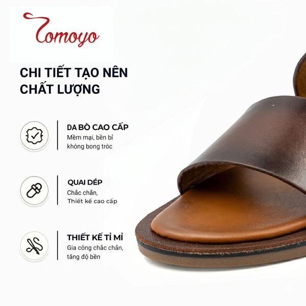 Dép Sandal Nam Da Bò Cao Cấp Tomoyo TMS10002 