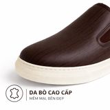  Giày Sneaker Slip-On TOMOYO – Nâu Đế Trắng - Đi Làm – Đi Chơi TMN51102 - Da 2 lớp 