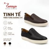  Giày Sneaker Slip-On TOMOYO – Đen Đế Trắng - Đi Làm – Đi Chơi TMN51101 - Da 2 lớp 