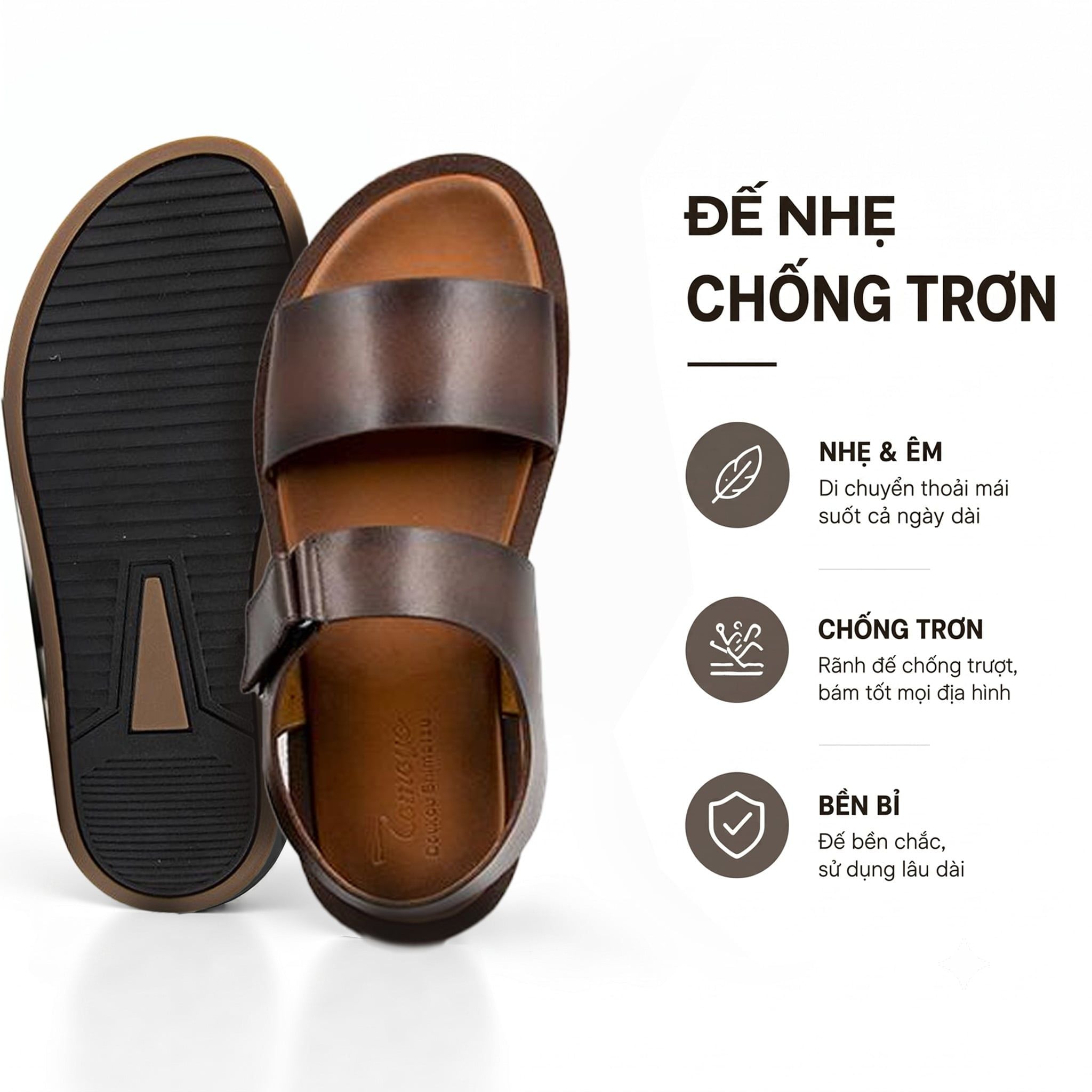  Dép Sandal Nam Da Bò Cao Cấp Tomoyo TMS10002 