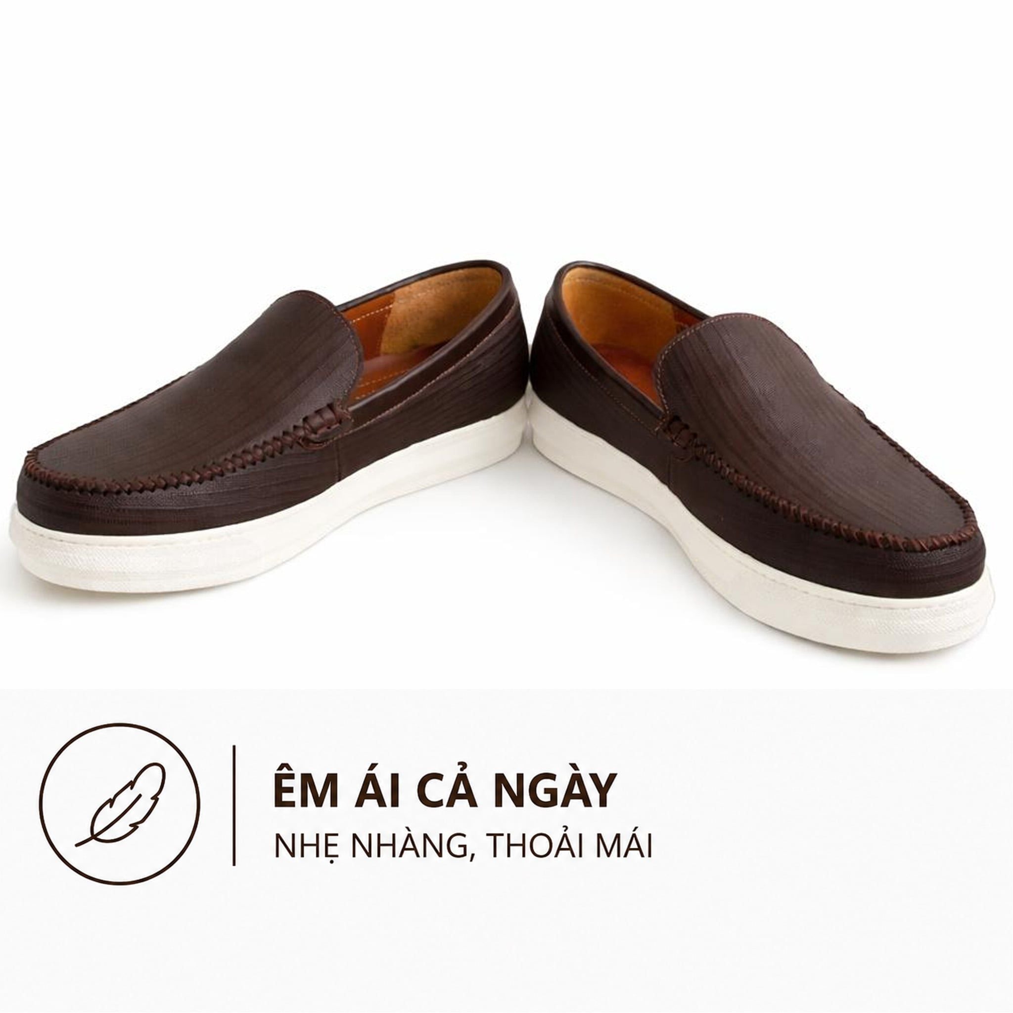  Giày Lười Sneaker Nam Không Dây TOMOYO TMN51002 – Da Thật, Đế Trắng Êm Nhẹ - Slip on Sneaker 