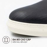  Giày Sneaker Slip-On TOMOYO – Đen Đế Trắng - Đi Làm – Đi Chơi TMN51101 - Da 2 lớp 