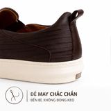  Giày Sneaker Slip-On TOMOYO – Nâu Đế Trắng - Đi Làm – Đi Chơi TMN51102 - Da 2 lớp 