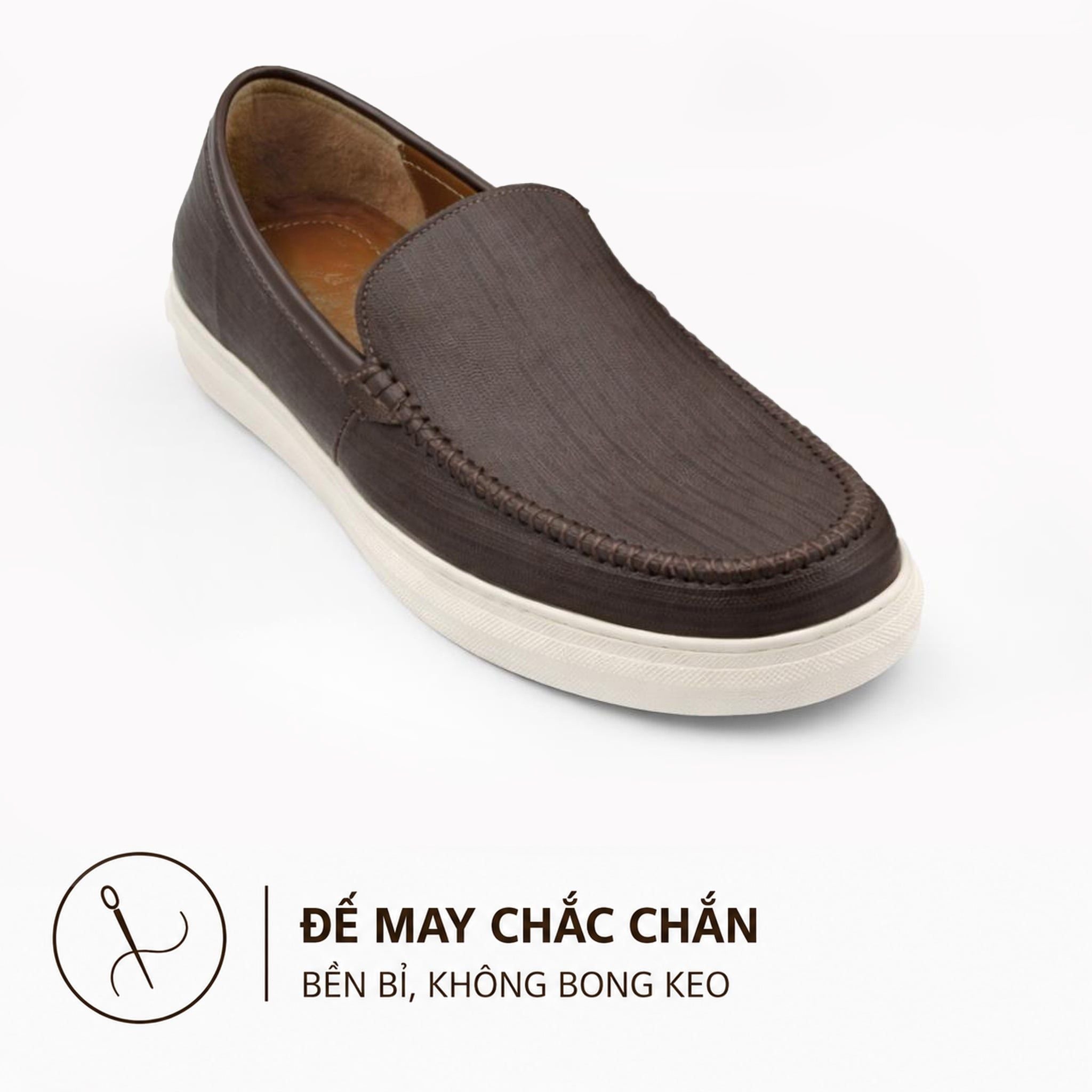  Giày Lười Sneaker Nam Không Dây TOMOYO TMN51002 – Da Thật, Đế Trắng Êm Nhẹ - Slip on Sneaker 