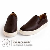  Giày Sneaker Slip-On TOMOYO – Nâu Đế Trắng - Đi Làm – Đi Chơi TMN51102 - Da 2 lớp 