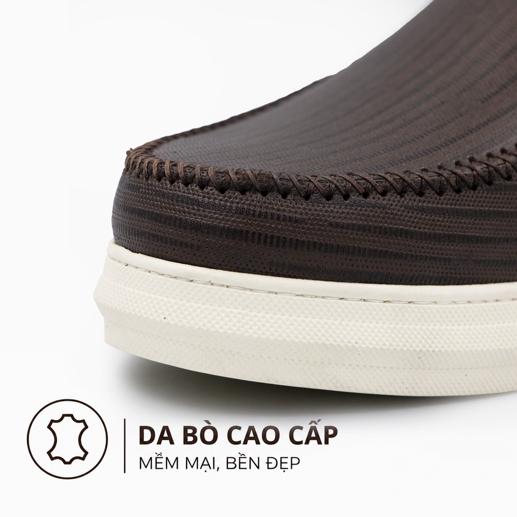  Giày Lười Sneaker Nam Không Dây TOMOYO TMN51002 – Da Thật, Đế Trắng Êm Nhẹ - Slip on Sneaker 