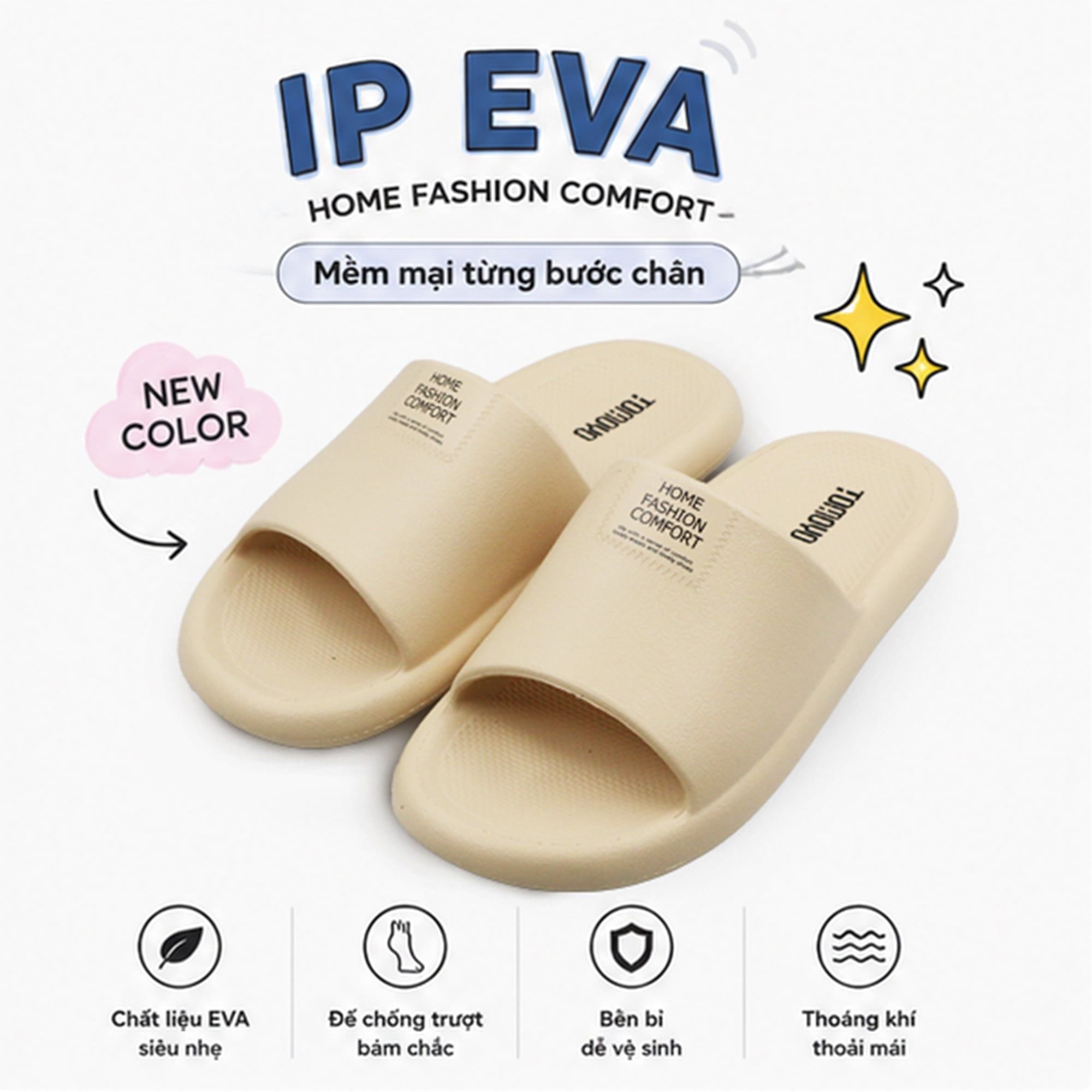  Dép nhựa IP EVA nguyên khối – Êm nhẹ, bền bỉ thích hợp mang vào mùa mưa TMD900 