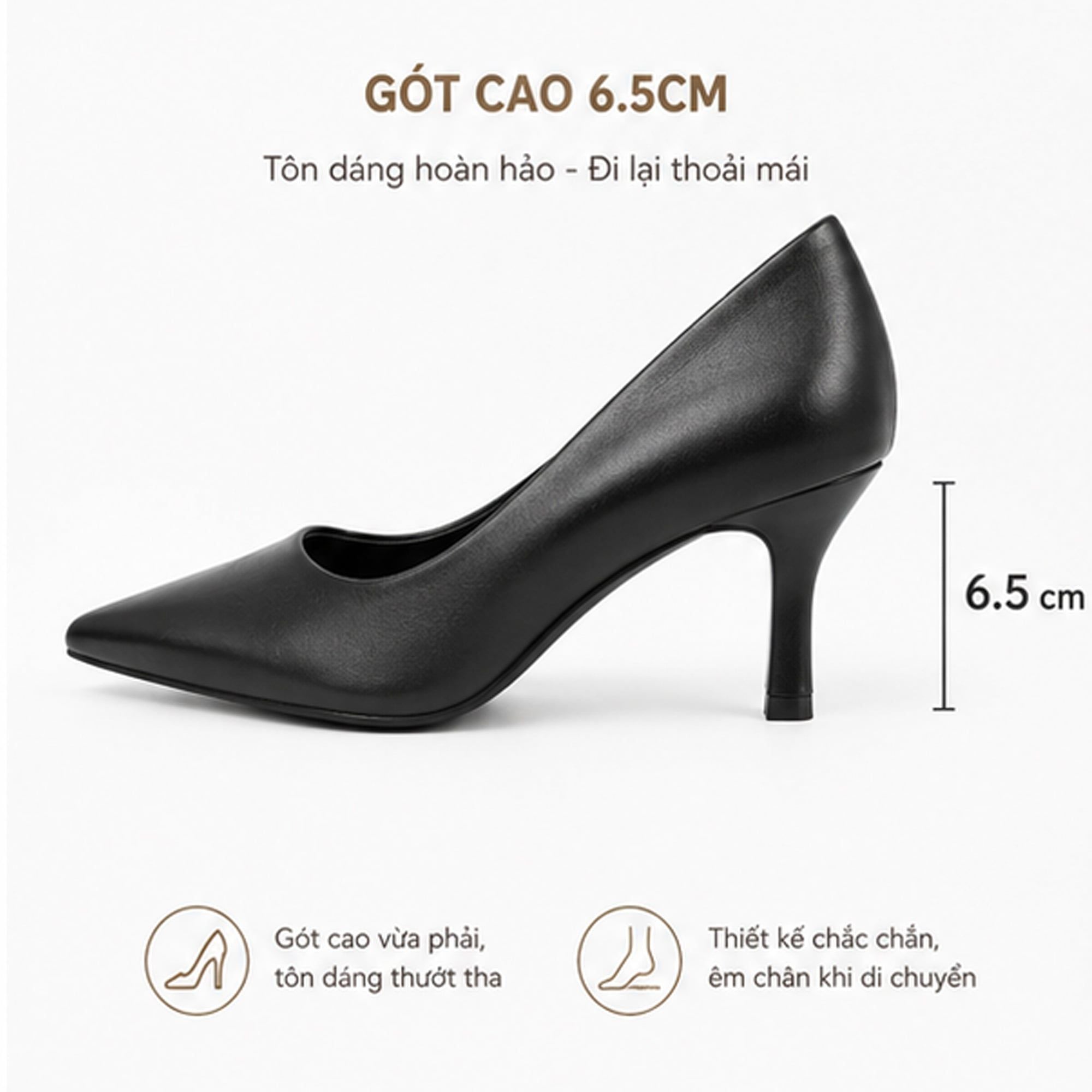  Giày Cao Gót Nữ TMW70301 Tomoyo – Đen Cao Cấp - Thanh Lịch Tối Giản, Tôn Dáng Mỗi Bước Đi 