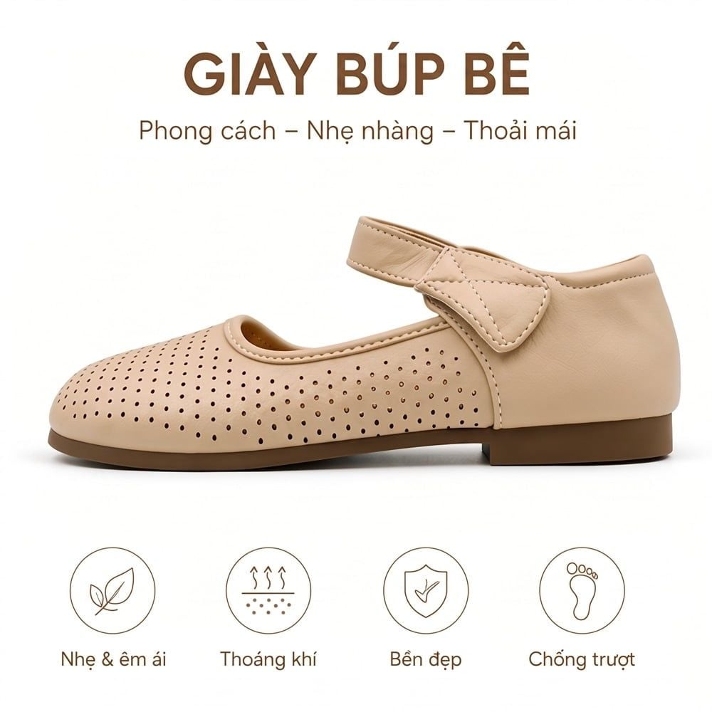  Giày Búp Bê Mary Jane TOMOYO –Quai Ngang Màu Nude Êm Chân TMW33409 