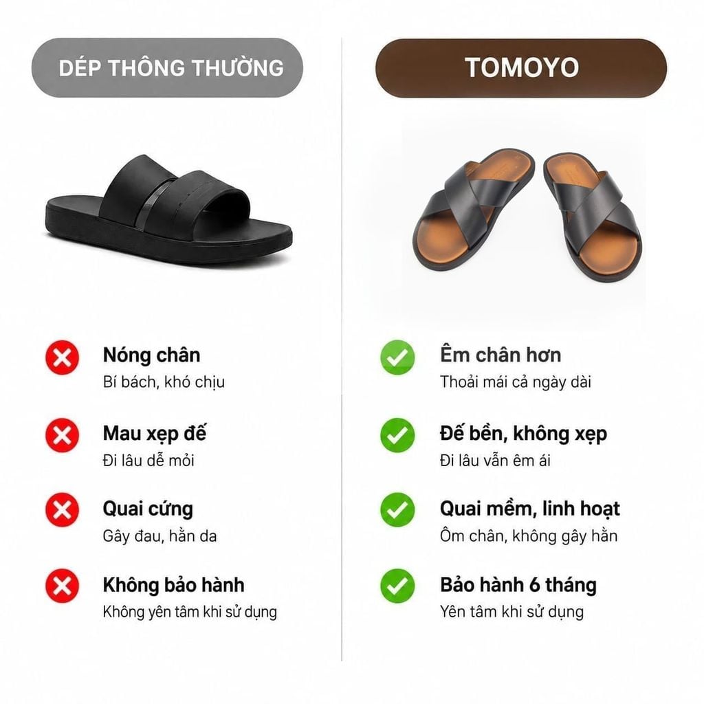  Dép Nam Da Bò Thật Tomoyo TMD80401 