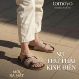  Dép Quai Ngang - Dép Da Nam Tomoyo TMD34009 - Be Nâu 