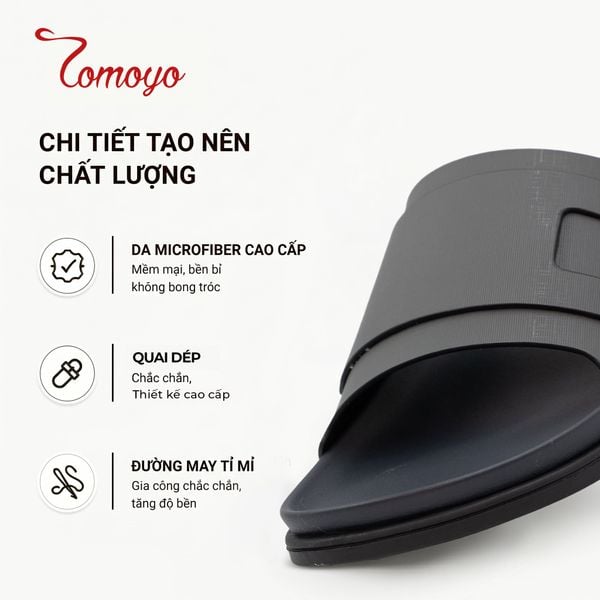  Dép Quai Ngang - Dép Da Nam Tomoyo TMD34204 - Xám 