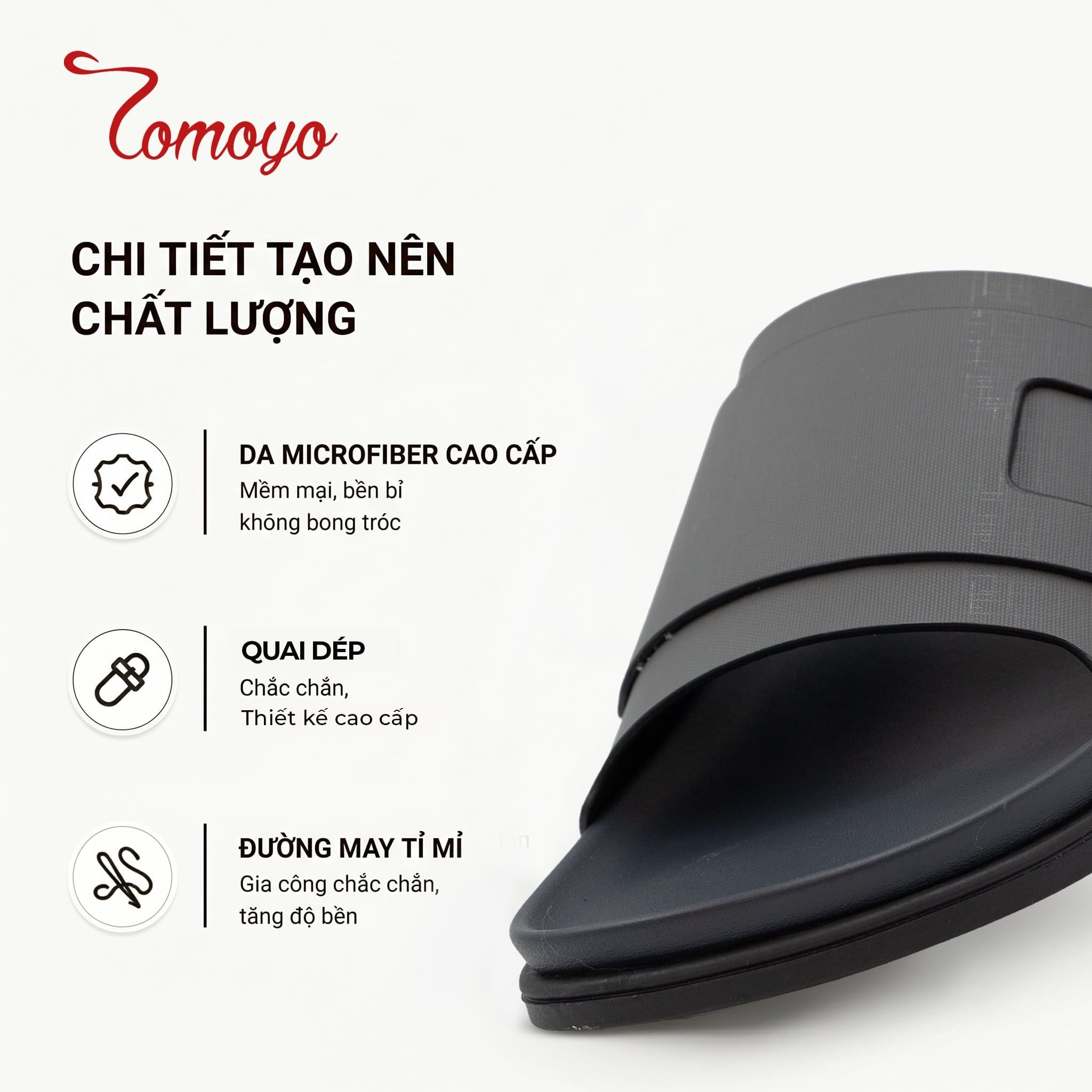  Dép Quai Ngang - Dép Da Nam Tomoyo TMD34204 - Xám 