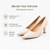  Giày Cao Gót Nữ Mũi Nhọn 7cm Da Microfiber TOMOYO TMW70309 - Kem 