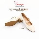  Giày Gót Vuông Nữ Mary Jane 3.5cm Da Microfiber TOMOYO TMW70409 - Be 