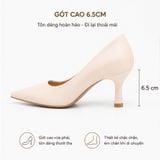  Giày Cao Gót Nữ Mũi Nhọn 7cm Da Microfiber TOMOYO TMW70309 - Kem 