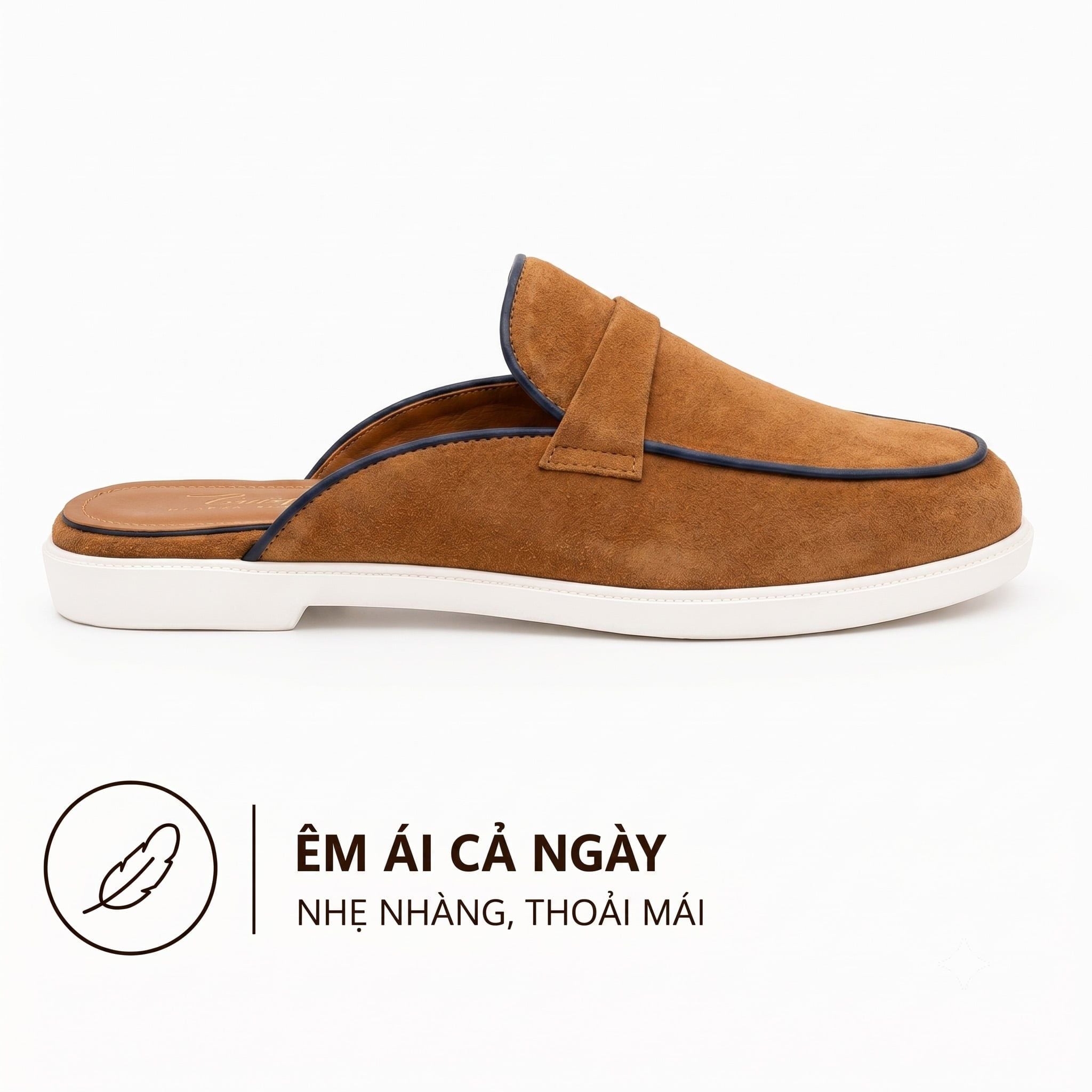  Giày Sục Nam Da Lộn (mule shoes) TOMOYO TMN51203 – Da Thật, Đế Êm Nhẹ - Mule Loafer 