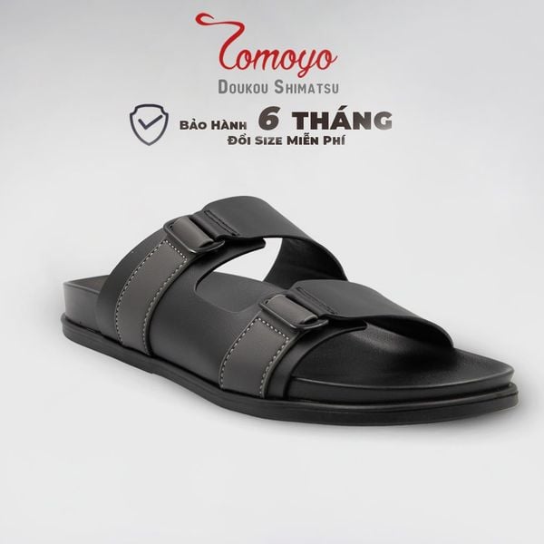  Dép Quai Ngang - Dép Da Nam Tomoyo TMD34001 - Đen 