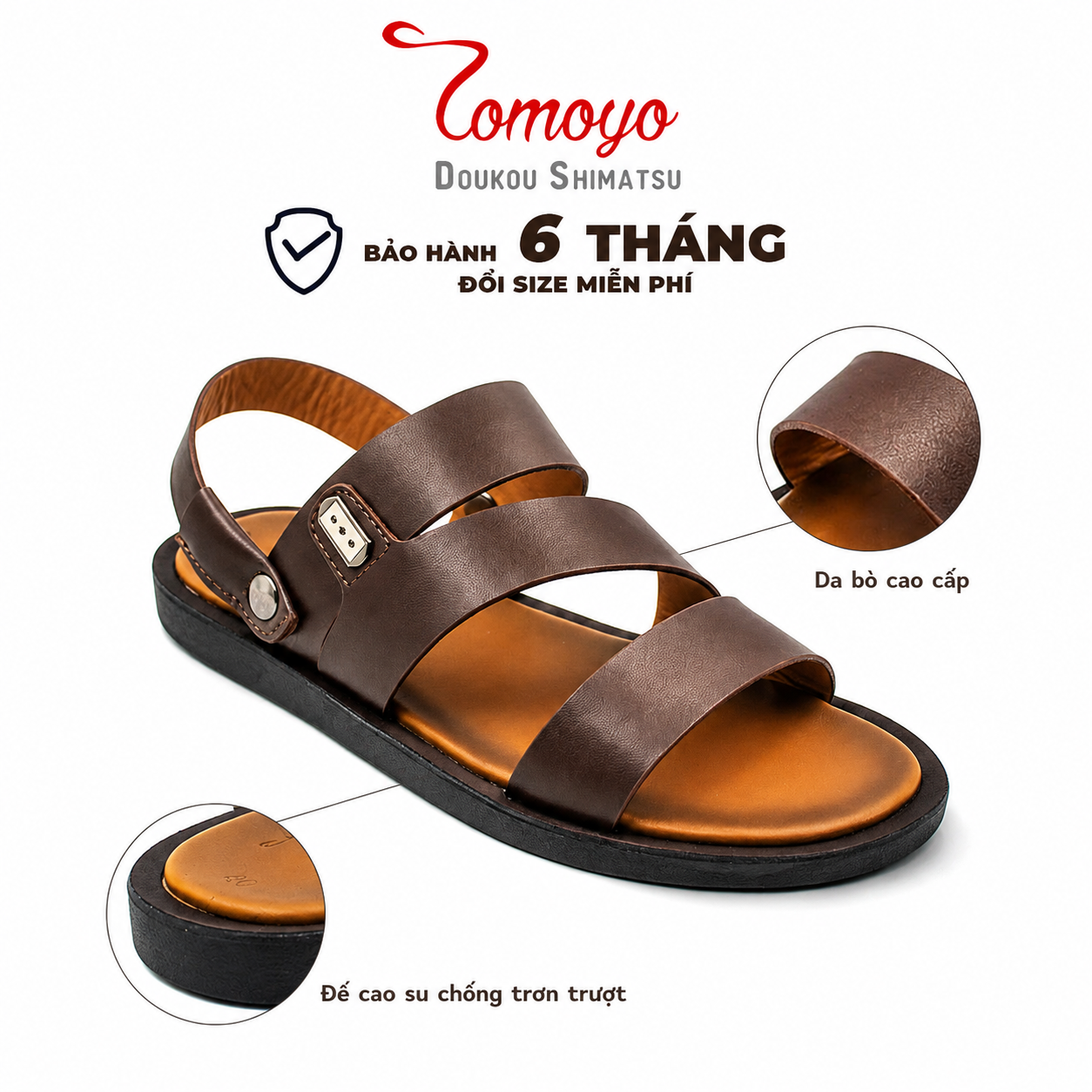  Dép Sandal Nam Da Bò Cao Cấp Tomoyo TMS09402 