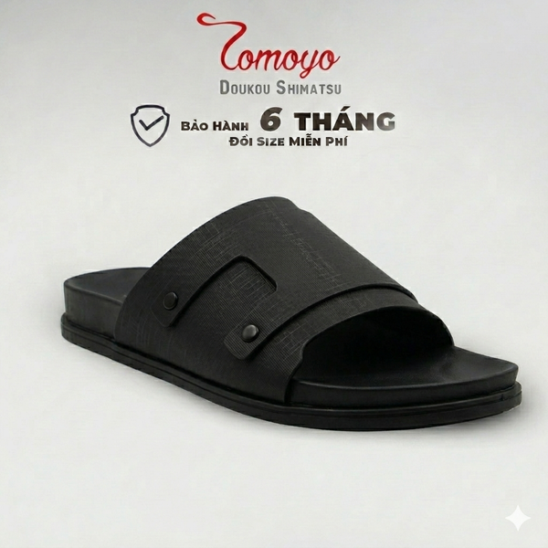  Dép Quai Ngang - Dép Da Nam Tomoyo TMD34201 - Đen 