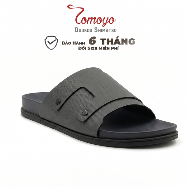  Dép Quai Ngang - Dép Da Nam Tomoyo TMD34204 - Xám 