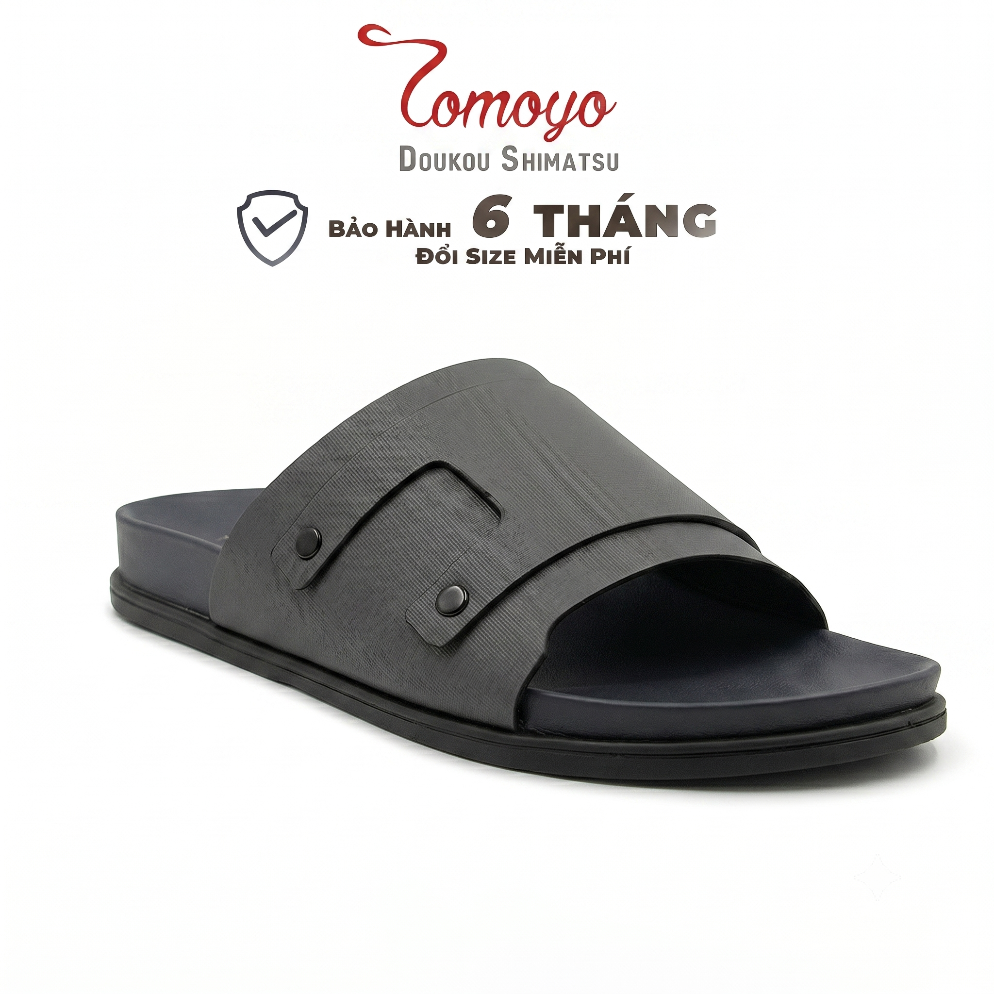  Dép Quai Ngang - Dép Da Nam Tomoyo TMD34204 - Xám 